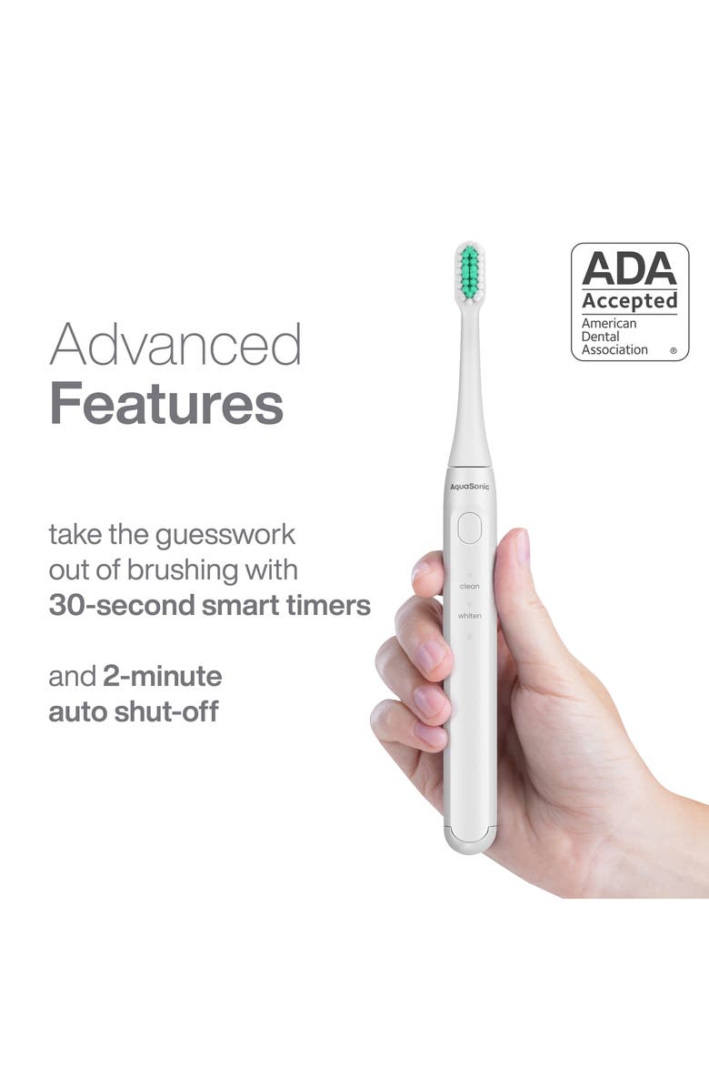 AQUASONIC Icon Rechargeable Power Toothbrush, Alternate, color, White