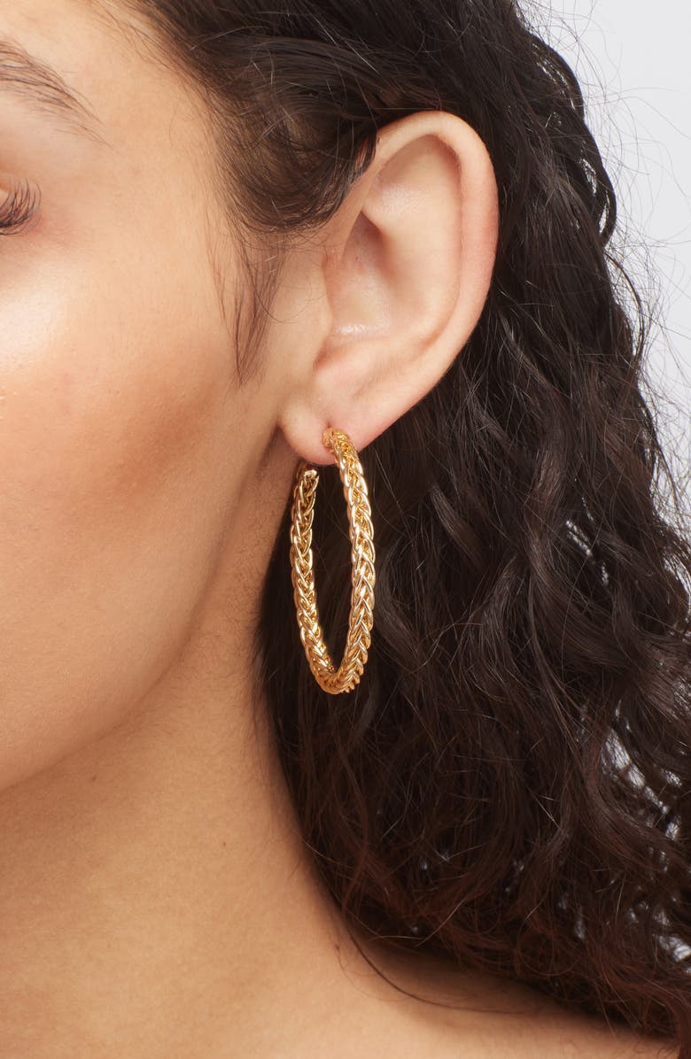 Panacea Criscross Hoop Earrings, Alternate, color, Gold