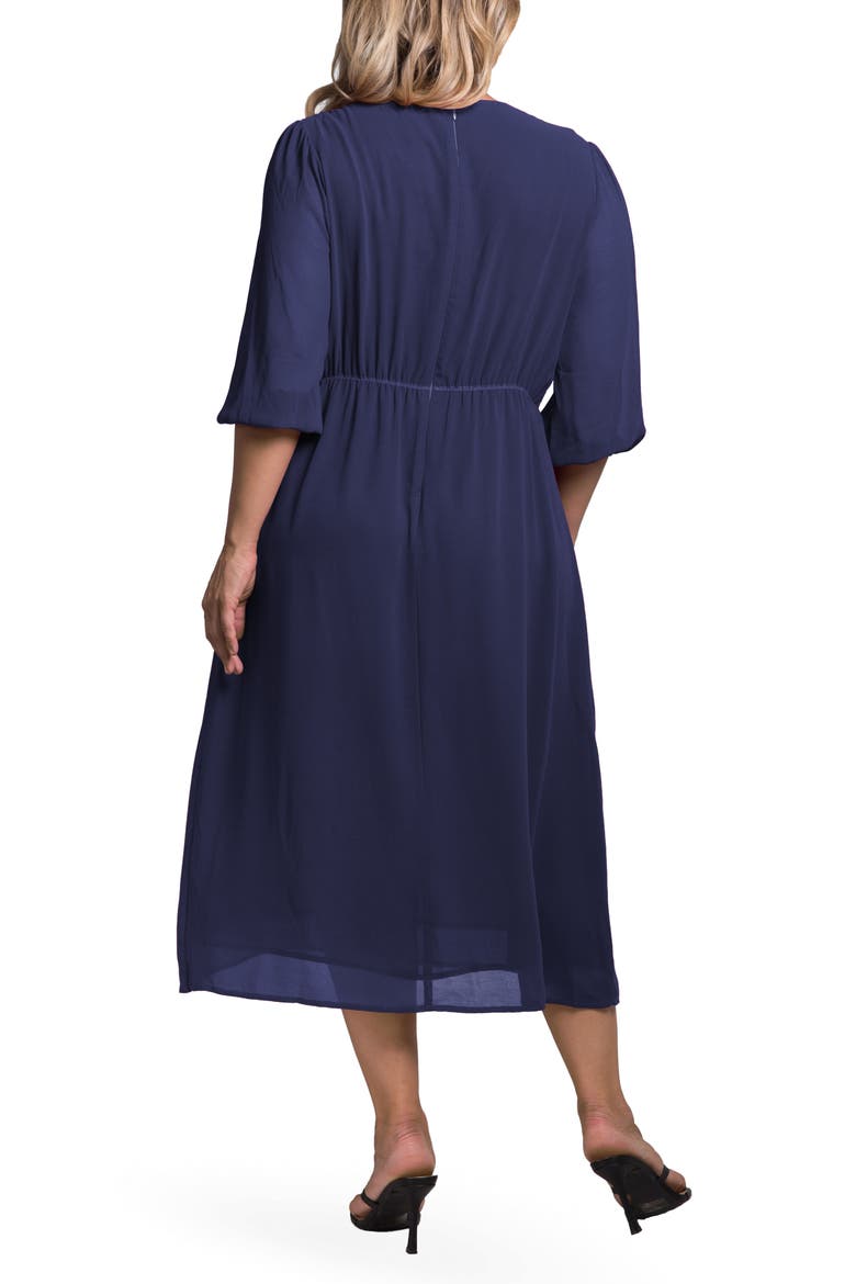 Kenna Tie Front Chiffon Midi Dress, Alternate, color, DEEP OCEAN