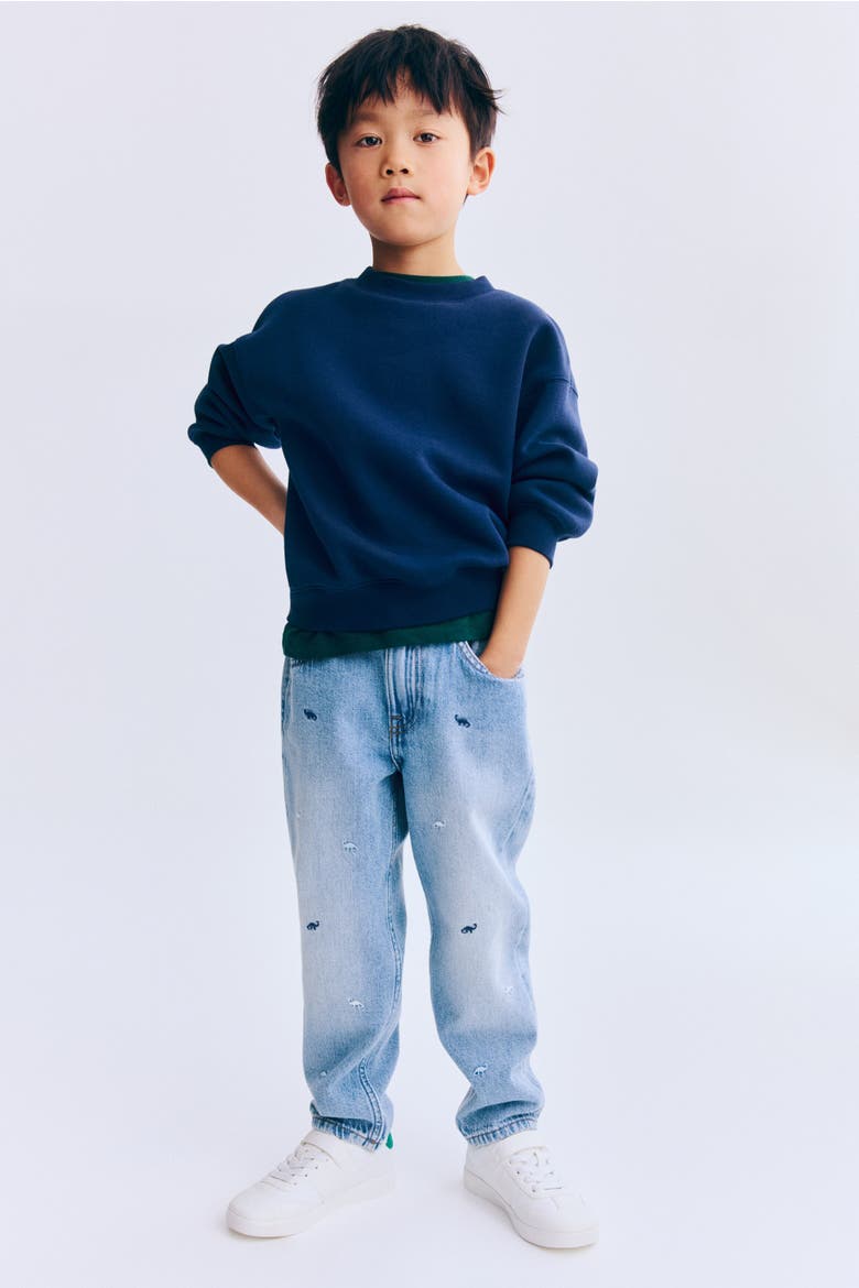 Loose Fit Jeans, Main, color, Light denim blue/dinosaurs