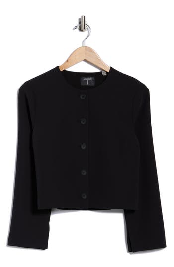 T Tahari Bracelet Sleeve Crop Blazer In Multi