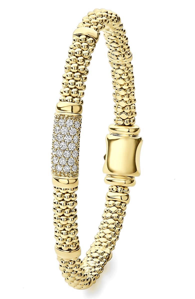 LAGOS Caviar Diamond Rope Bracelet, Alternate, color, Gold