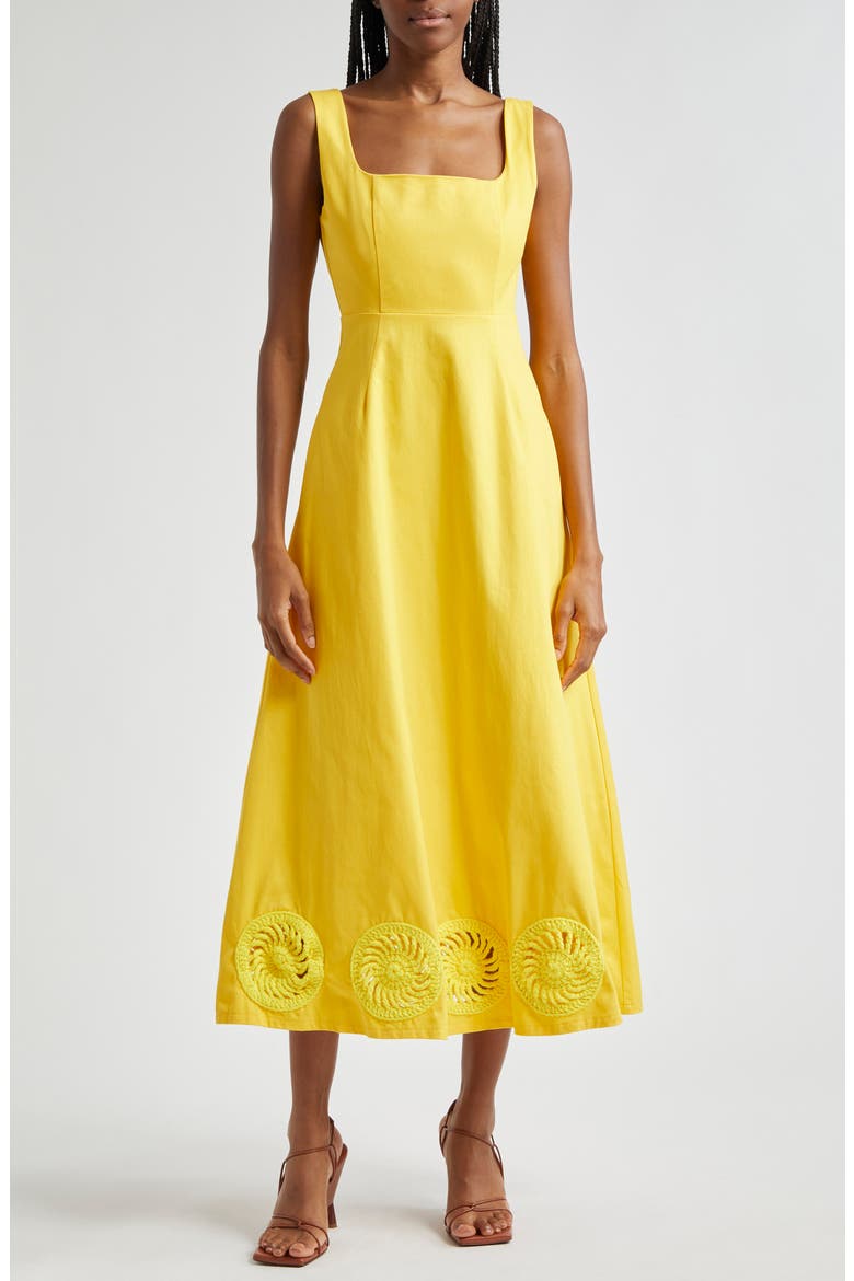 Kwara Crochet Trim Sundress, Main, color, YELLOW