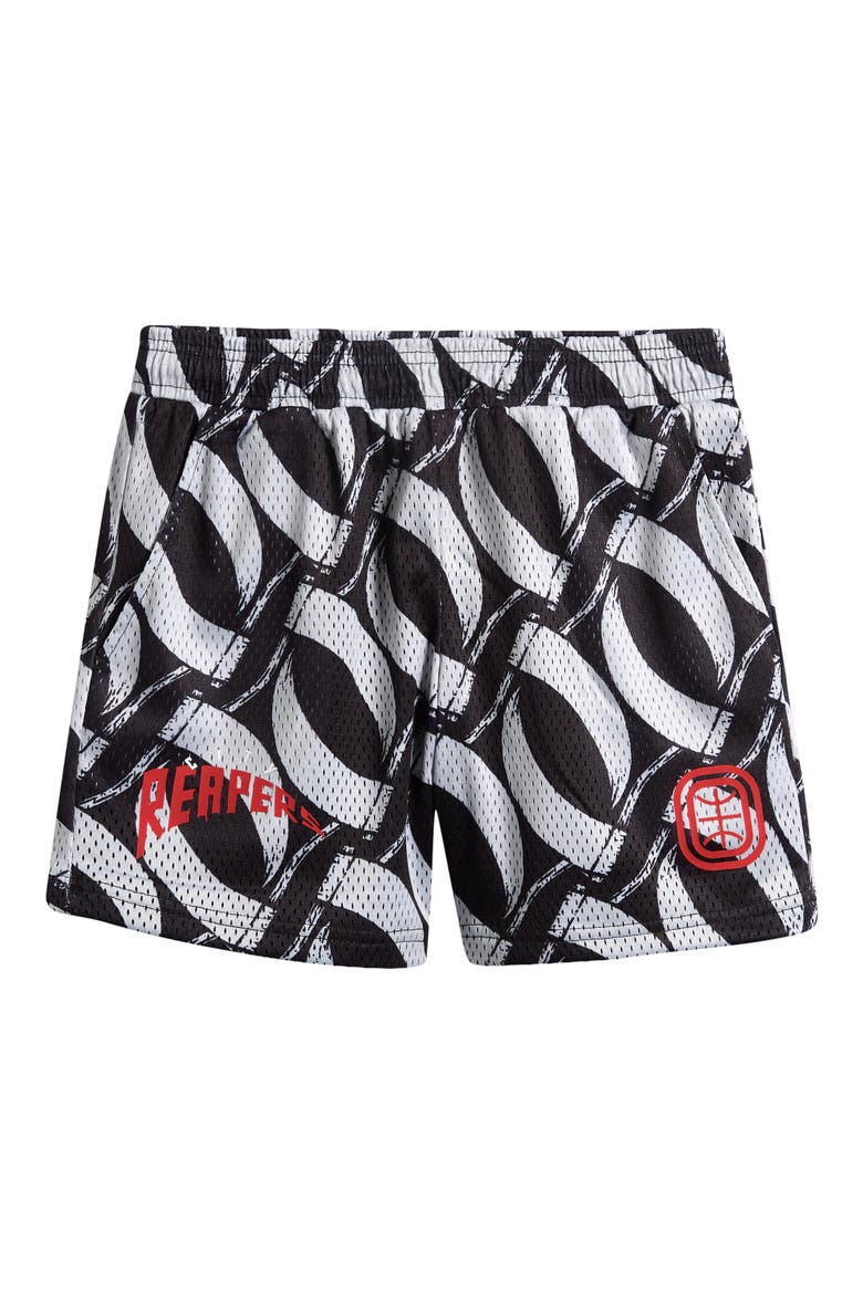Kids' City Reapers Scythe Print Mesh Shorts, Main, color, BLACK