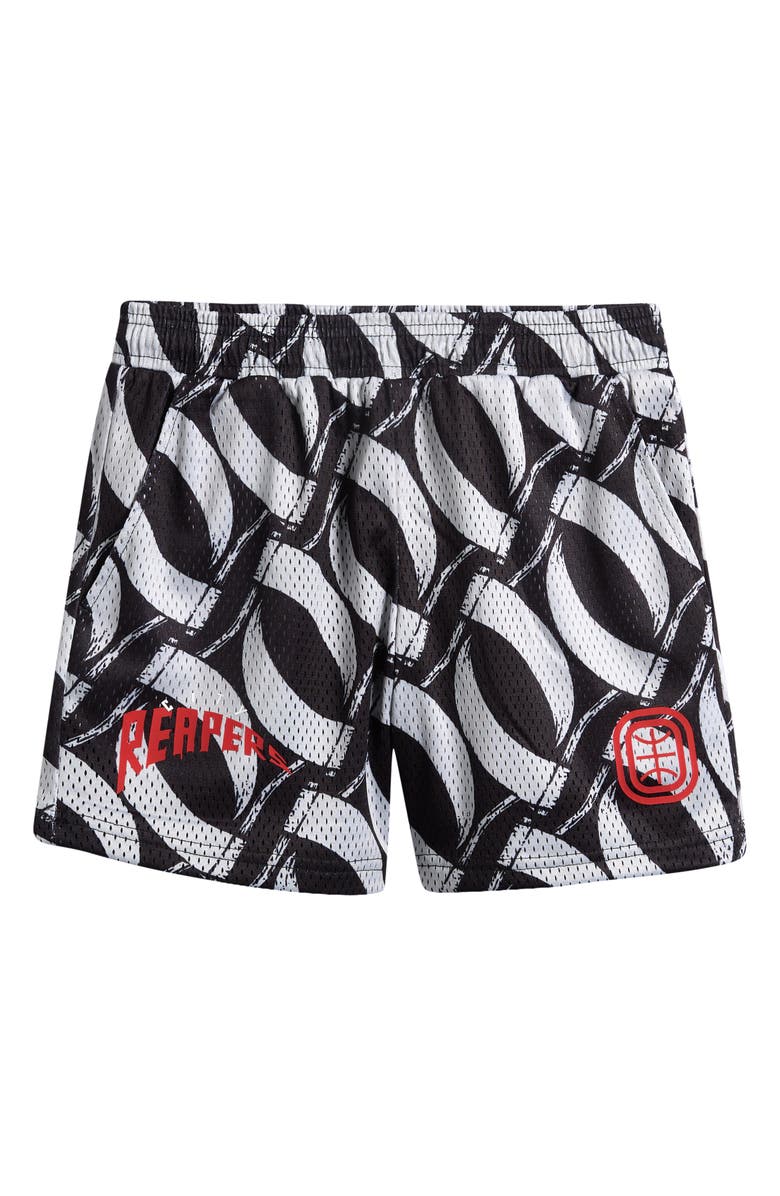 OVERTIME Kids' City Reapers Scythe Print Mesh Shorts, Main, color, Black