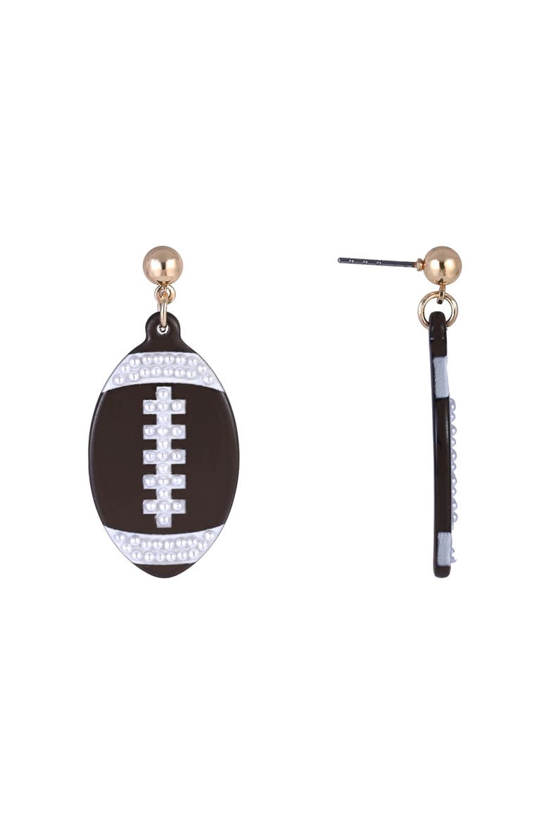 Game Day Football Earrings, Alternate, color, Brown