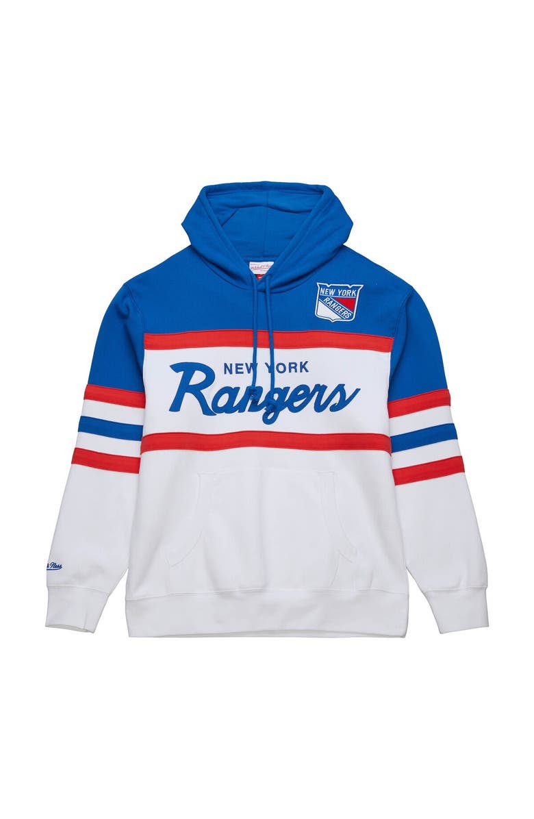 Mitchell & Ness Men's Mitchell & Ness White/Blue New York Rangers Head Coach Pullover Hoodie, Alternate, color, White