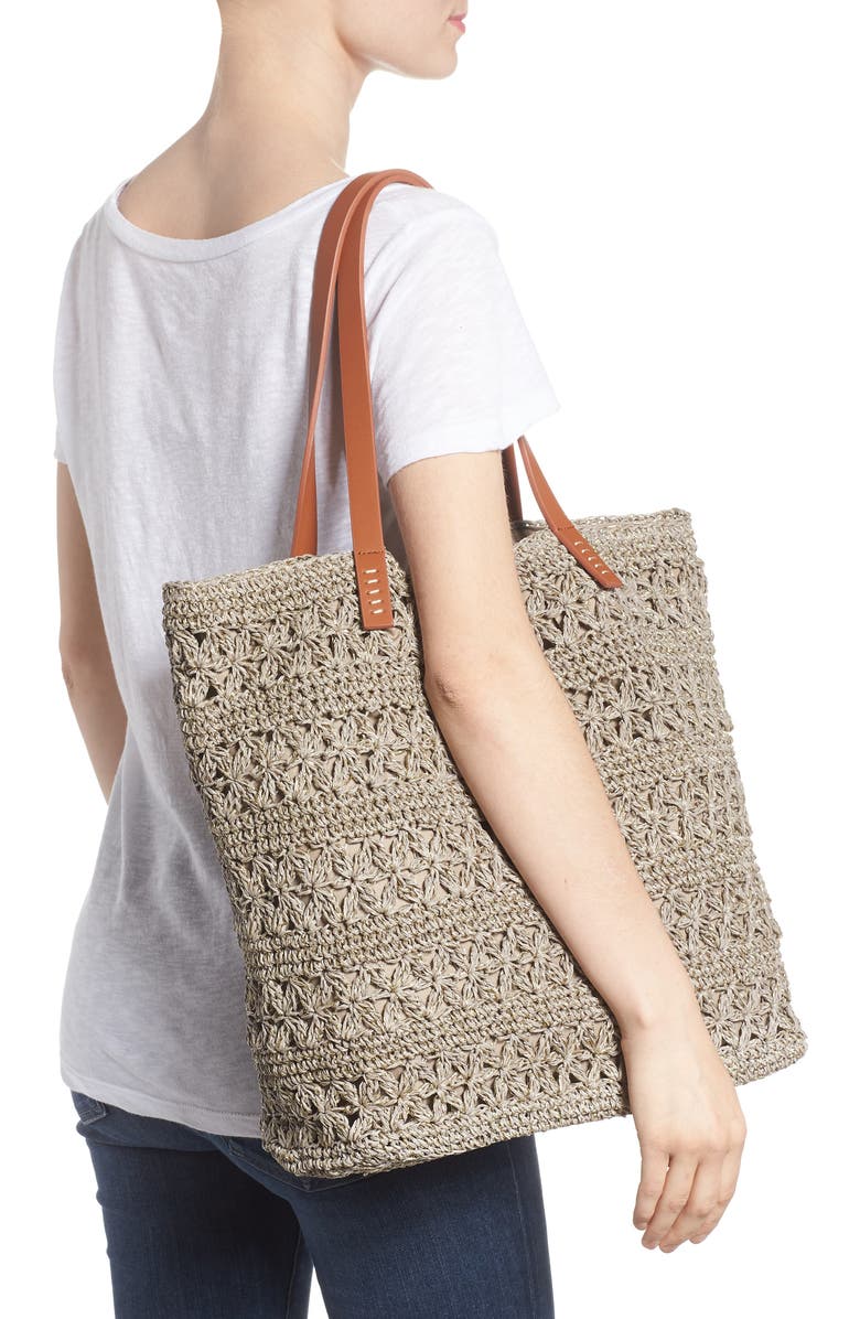 Nordstrom Packable Raffia Crochet Tote, Alternate, color,
