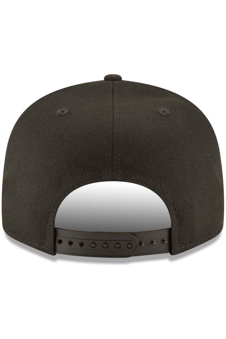 Boston Red Sox New Era Black on Black 9FIFTY Team Snapback Adjustable Hat - Black, Alternate, color, Black