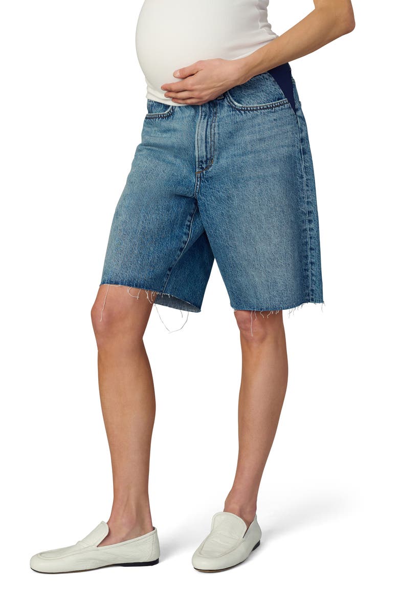 The Ryan Raw Hem Low Slung Baggy Bermuda Maternity Shorts, Main, color, SUBLIMINAL
