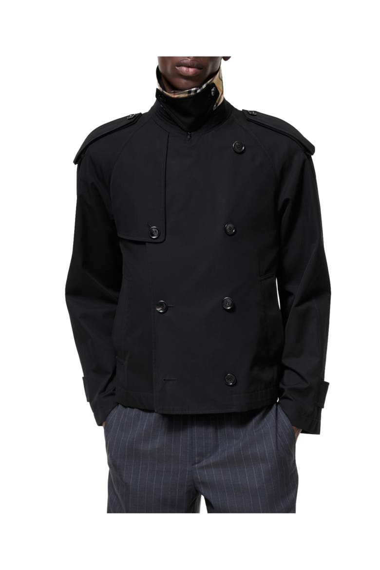 Cropped Tropical Gabardine Leadenham Trench Coat, Alternate, color, Black