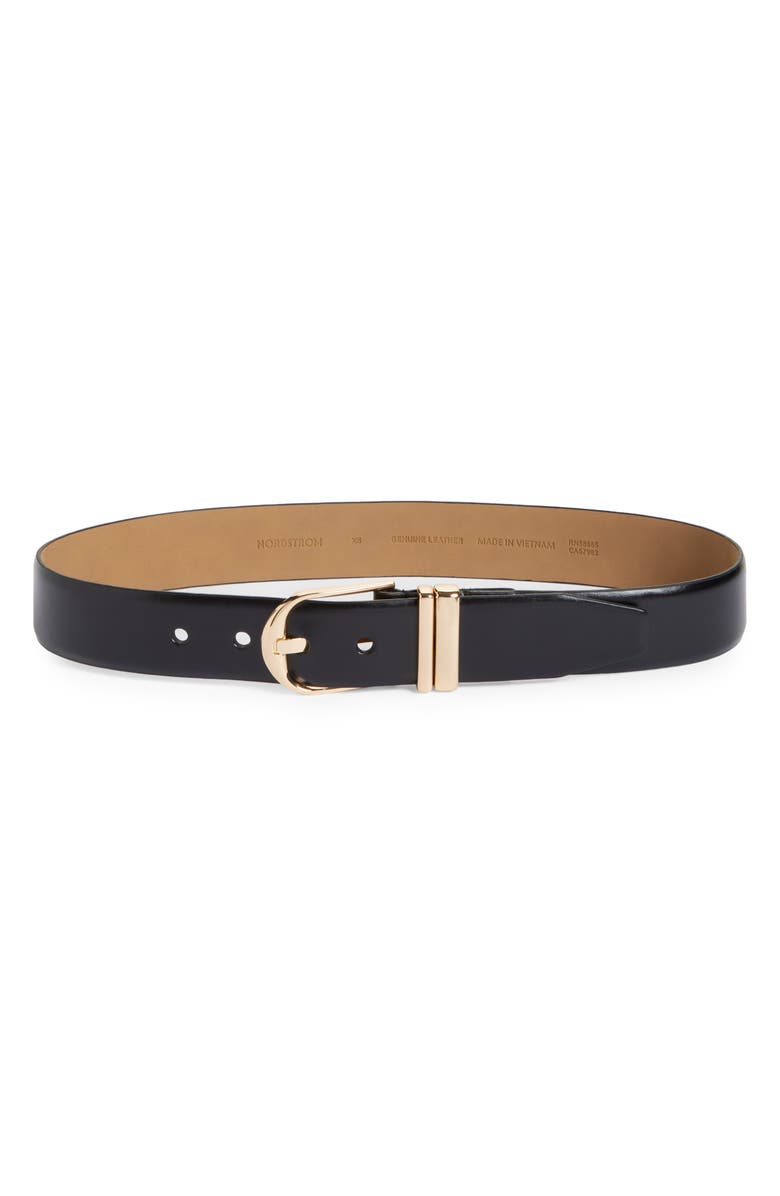 Nordstrom Leather Belt, Main, color, Black- Gold