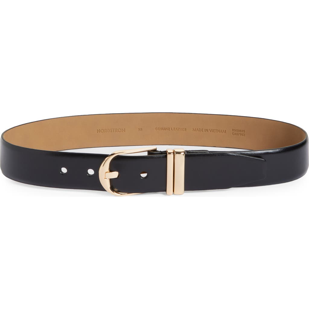 Nordstrom Leather Belt In Black- Gold