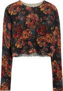 R13 Floral Cashmere Crop Sweater