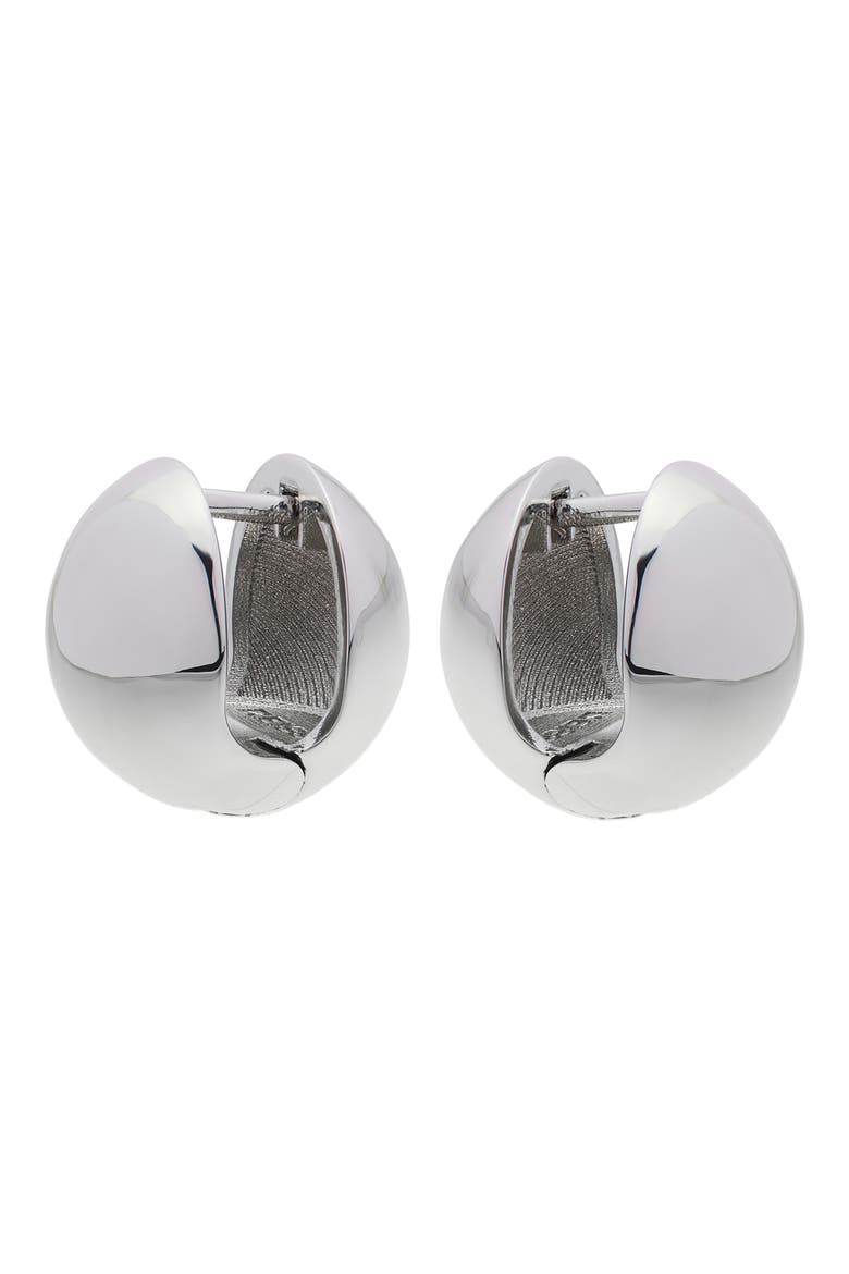 Pollie Polished Ball Huggie Hoop Earrings, Alternate, color, SILVER TONE