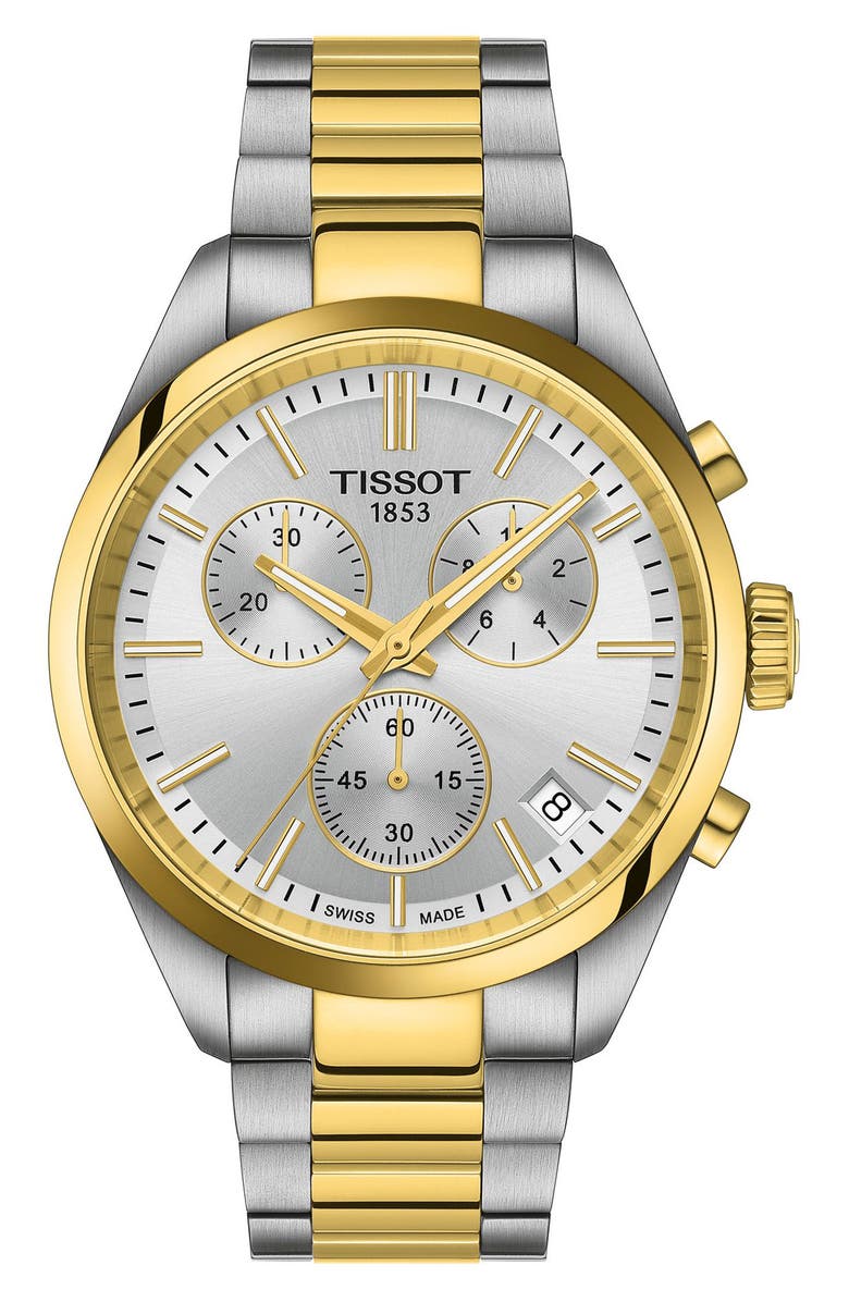 Tissot PR 100 Chronograph Bracelet Watch, 40mm, Main, color, Silver