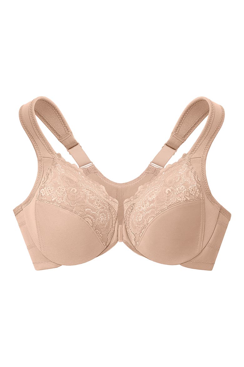Posture Back Wonderwire Underwire Front Closure Bra, Alternate, color, CAFE