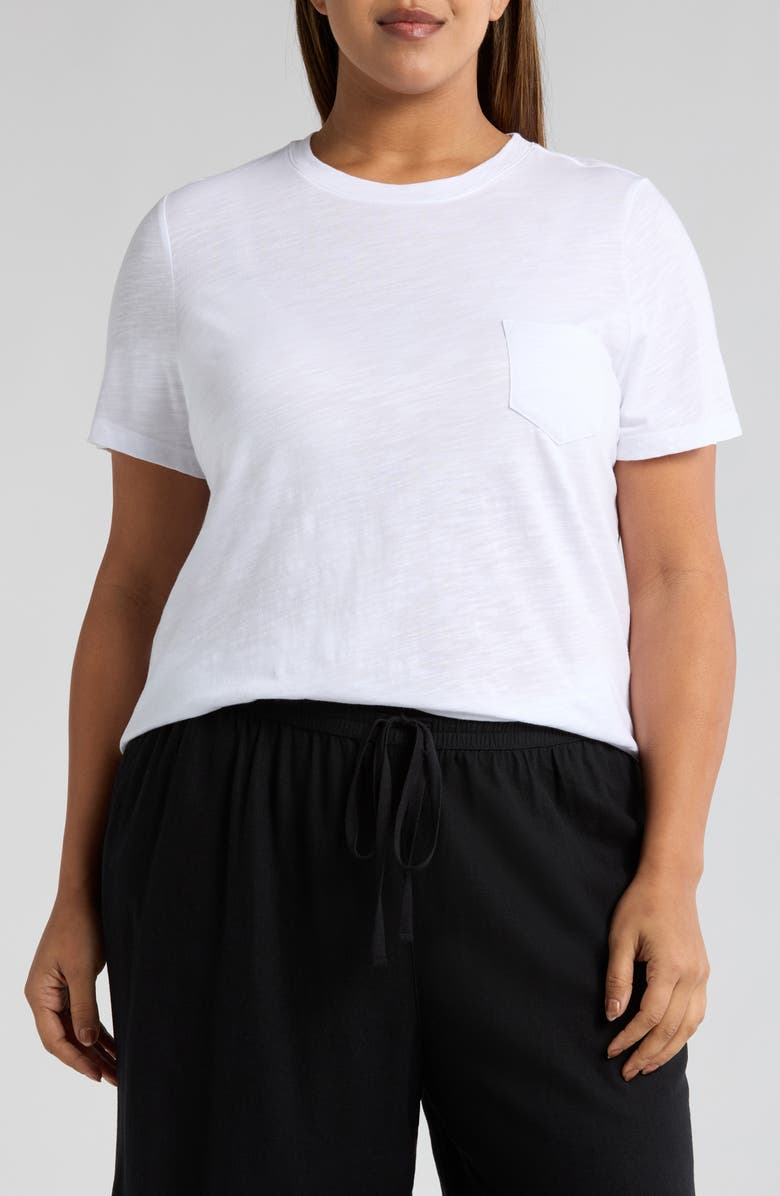 Caslon<sup>®</sup> Crewneck Slub Jersey Pocket T-Shirt, Main, color, White