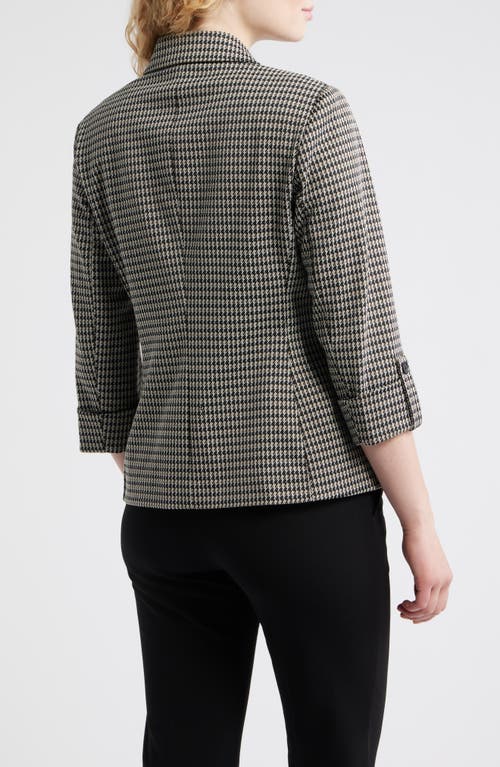 Ak Anne Klein Houndstooth Jacquard Knit Jacket In Black