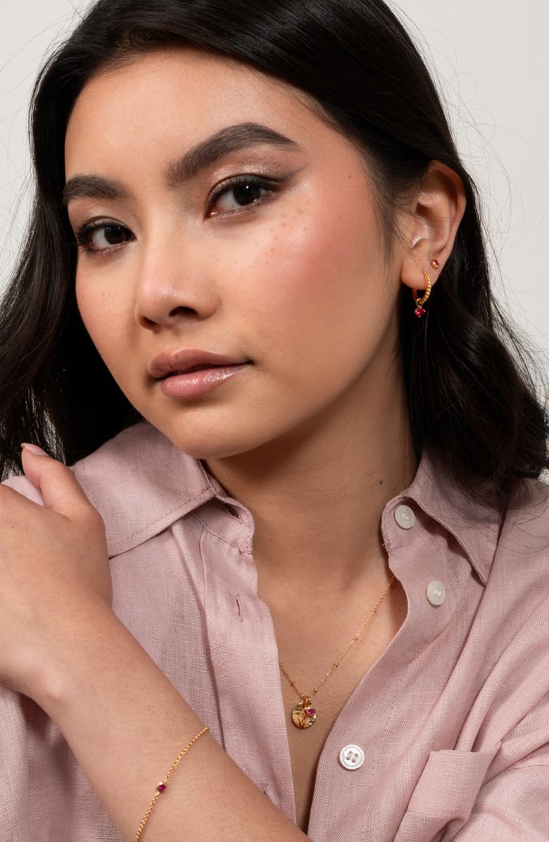 Dower & Hall 3mm Ruby Dewdrop Studs, Alternate, color, Yellow Gold Vermeil