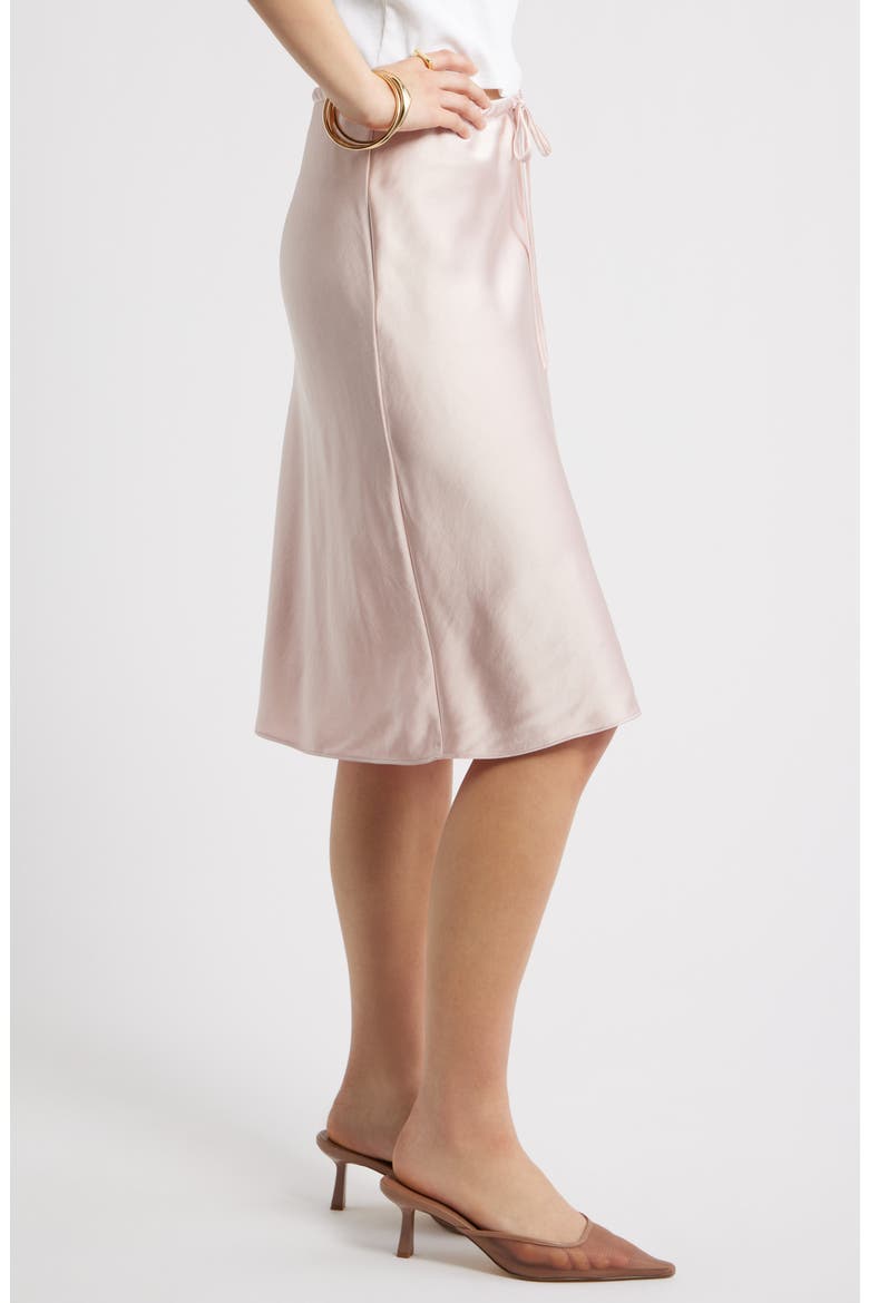 Knee Length Drawstring Satin Skirt, Alternate, color, PINK SEPIA