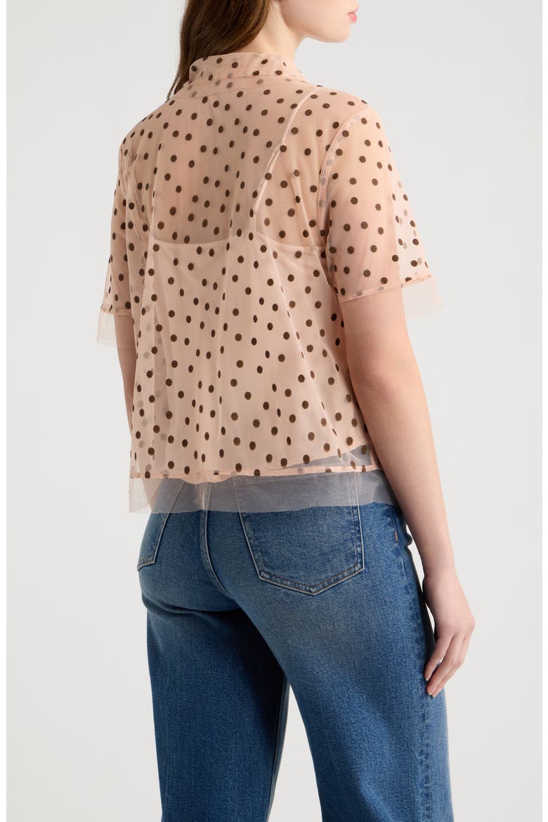 The Cotillion Polka Dot Mesh Top, Alternate, color, PINK DOT