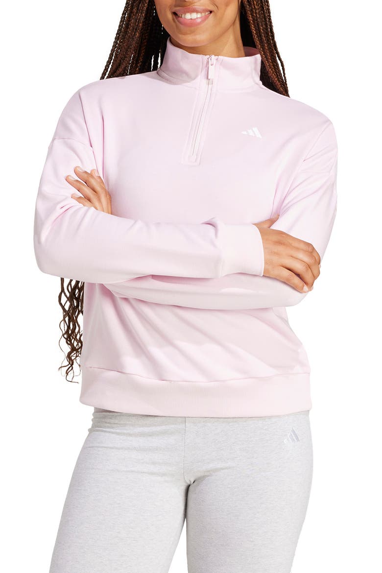 French Terry Quarter Zip Pullover, Main, color, CLEAR PINK/ WHITE