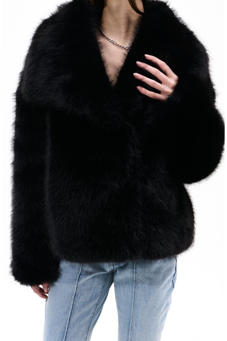 Regina Faux Fur Jacket, Main, color, BLACK