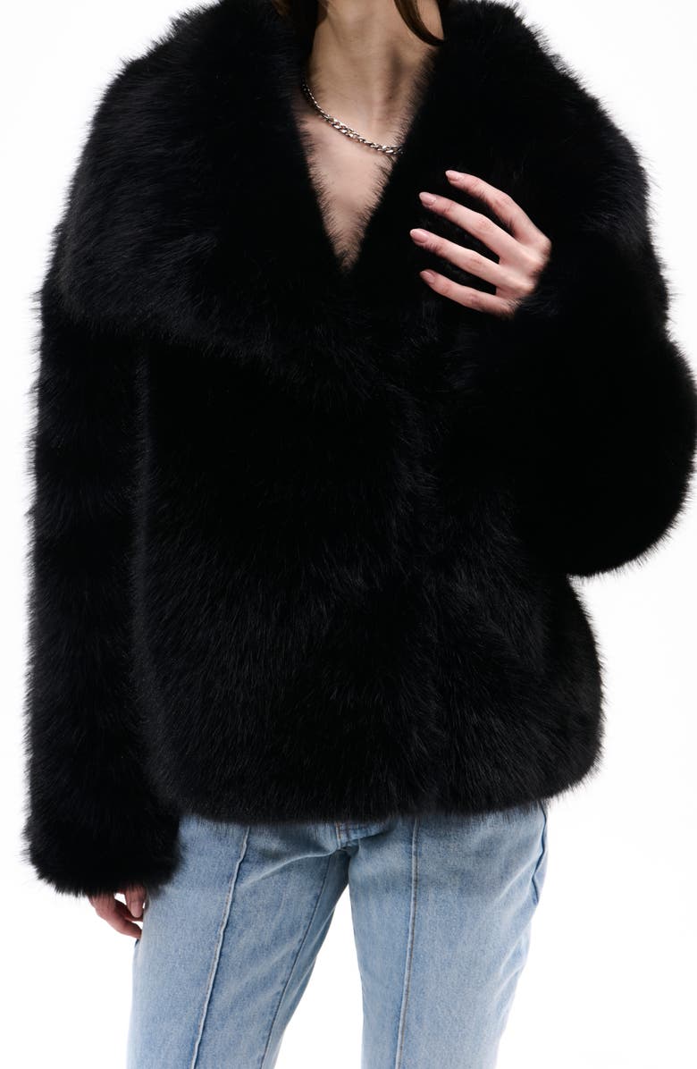 AZALEA WANG Regina Faux Fur Jacket, Main, color, Black