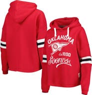 PRESSBOX Women's Pressbox Crimson Oklahoma Sooners Super Pennant Pullover Hoodie
