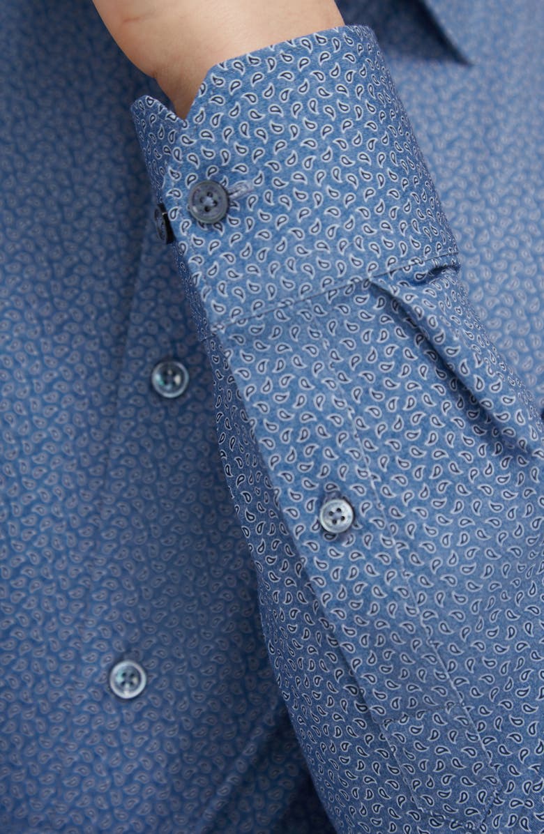 Bugatchi James OoohCotton<sup>®</sup> Paisley Button-Up Shirt, Alternate, color, Night Blue