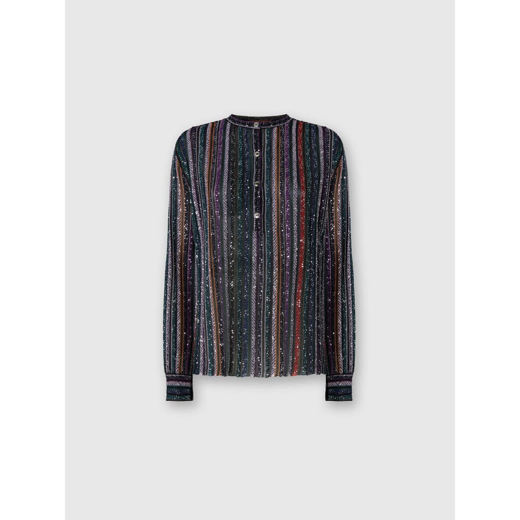 Missoni Henley Blouse With Mandarin Collar In Multi