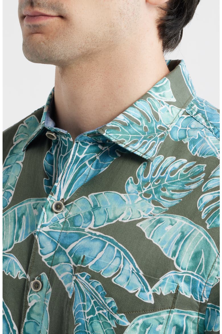 Tortola Jungle Blooms Short Sleeve Button-Up Shirt, Alternate, color, VOYAGER BLUE