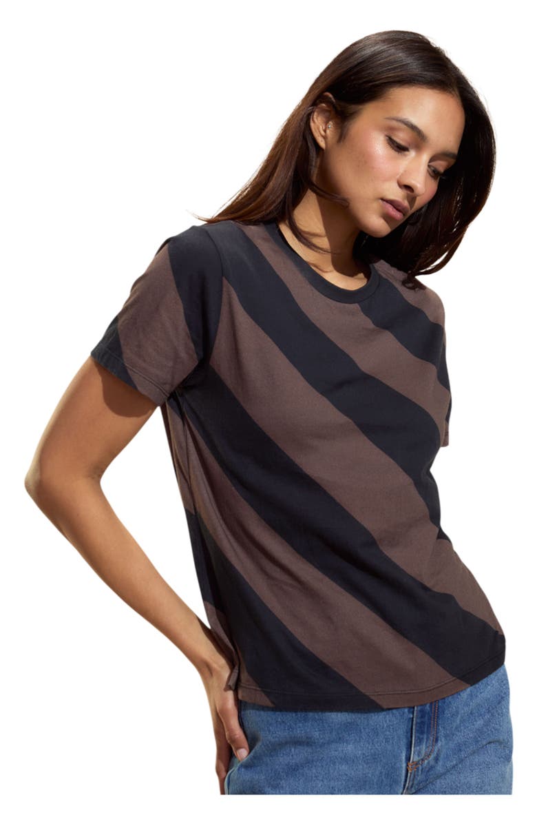 Cynthia Rowley Diagonal Stripe Tee, Alternate, color, Black/Brown