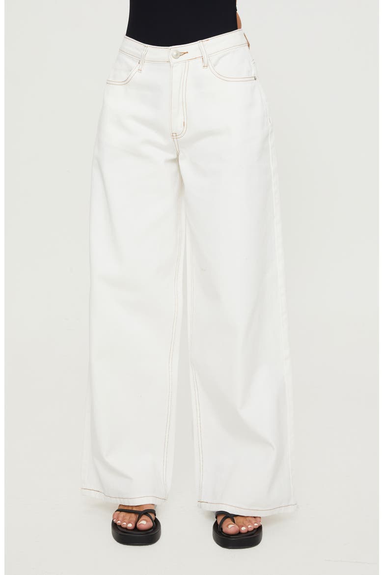 Naylor Mid Rise Wide Leg Jeans, Main, color, CREAM