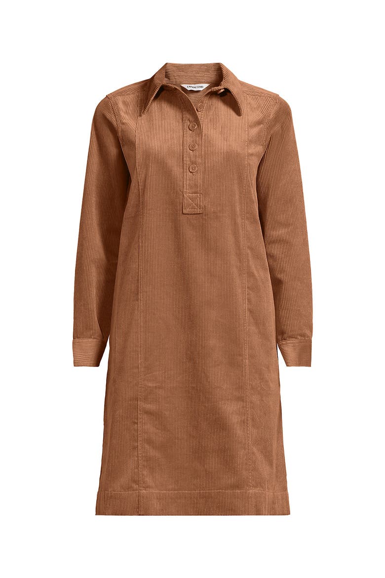 Wide Wale Corduroy Popover Shirt Dress, Alternate, color, Maple Toffee