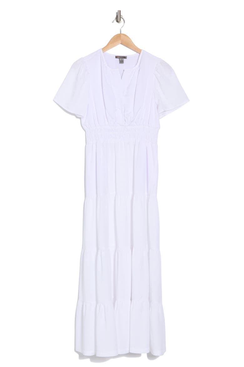 Rio Lyocell Short Sleeve Tiered Maxi Dress, Alternate, color, WHITE
