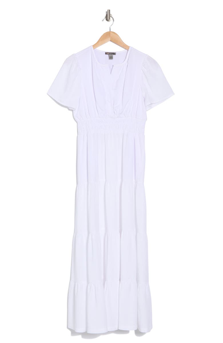 BY DESIGN Rio Lyocell Short Sleeve Tiered Maxi Dress, Alternate, color, White
