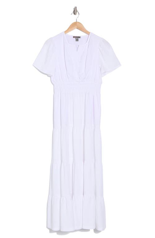 By Design Rio Lyocell Short Sleeve Tiered Maxi Dress In White