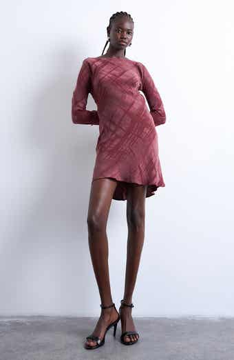 Topshop Abstract Print Long Sleeve Minidress