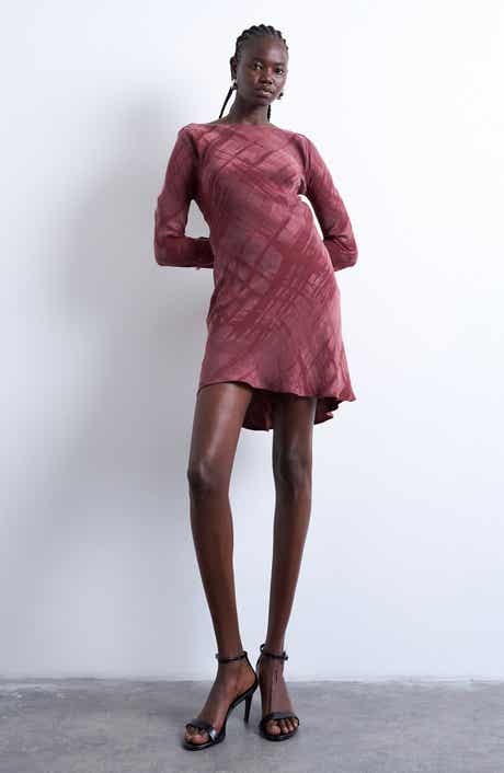 Topshop Abstract Print Long Sleeve Minidress