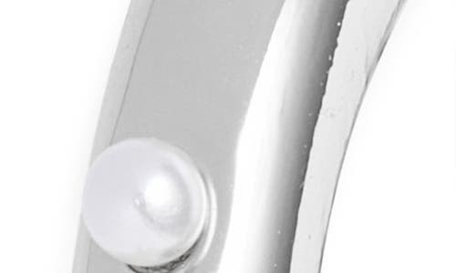 Open Edit Cultured Pearl Studded Hoop Earrings In Metallic