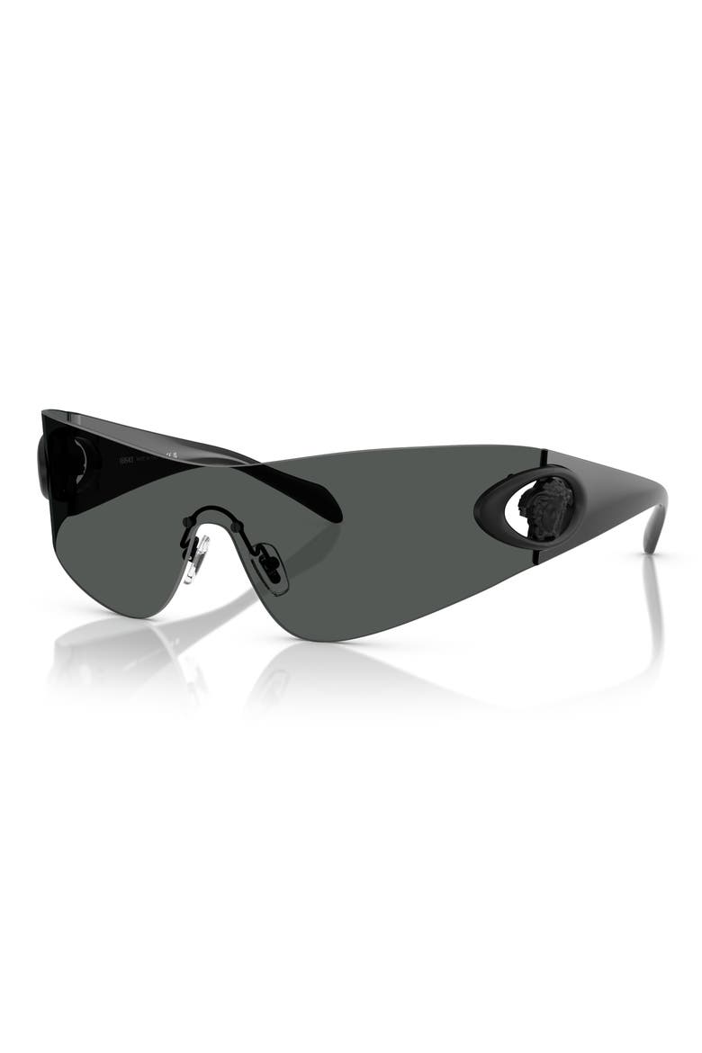 Eclipse 142mm Rimless Wrap Shield Sunglasses, Alternate, color, DARK GREY