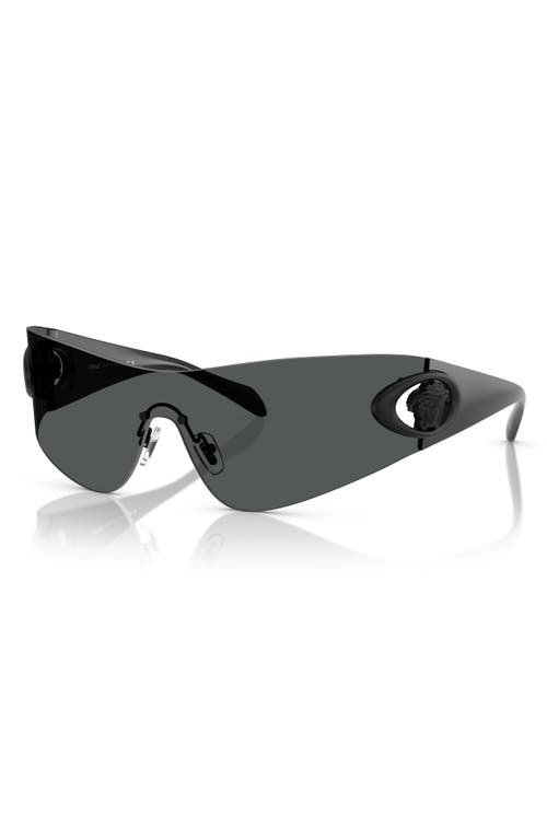 Versace Eclipse 142mm Rimless Wrap Shield Sunglasses In Dark Grey