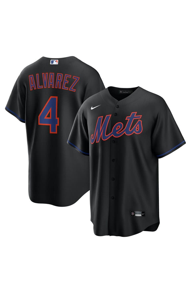 Nike Men's Nike Francisco Alvarez Black New York Mets Alternate Replica Jersey, Main, color, Black