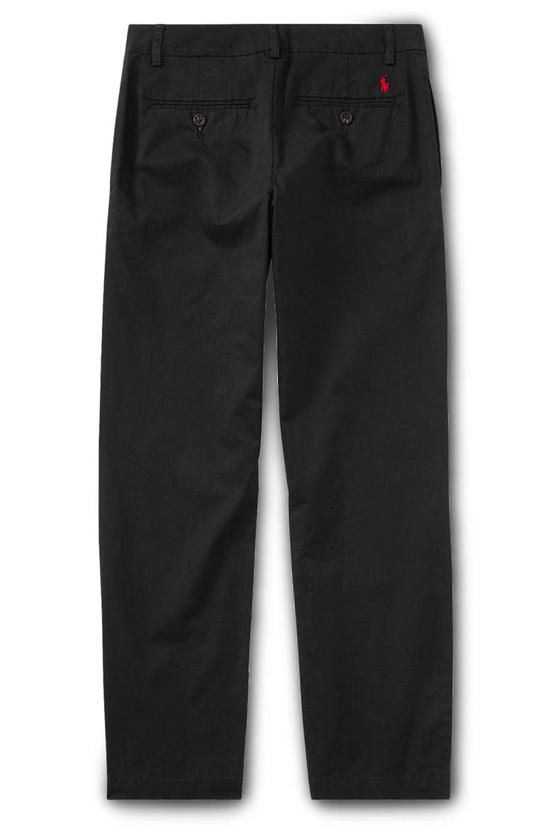 Kids' Flat Front Stretch Cotton Twill Chinos, Alternate, color, POLO BLACK
