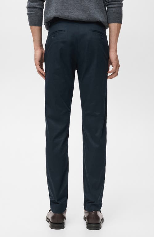 Mango Dublino Slim Fit Flat Front Stretch Stretch Chinos In Blue