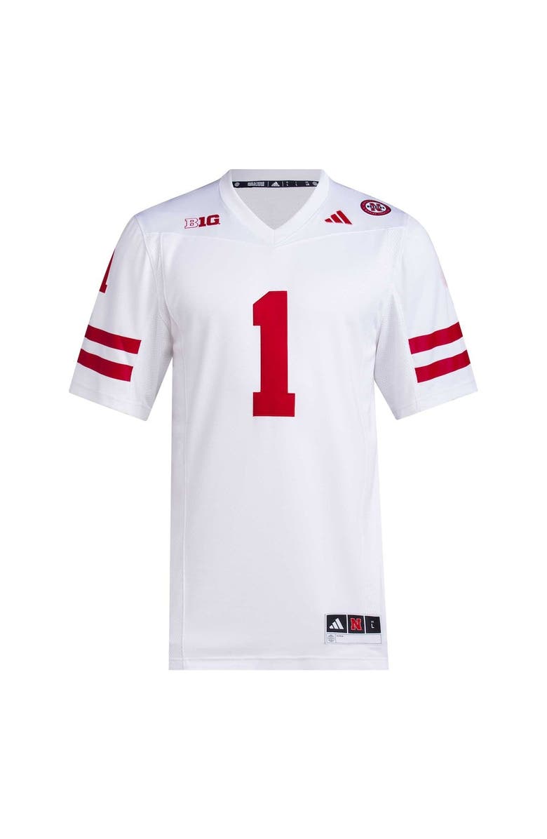 adidas Men's adidas #1 White Nebraska Huskers Premier Football Jersey, Alternate, color, White