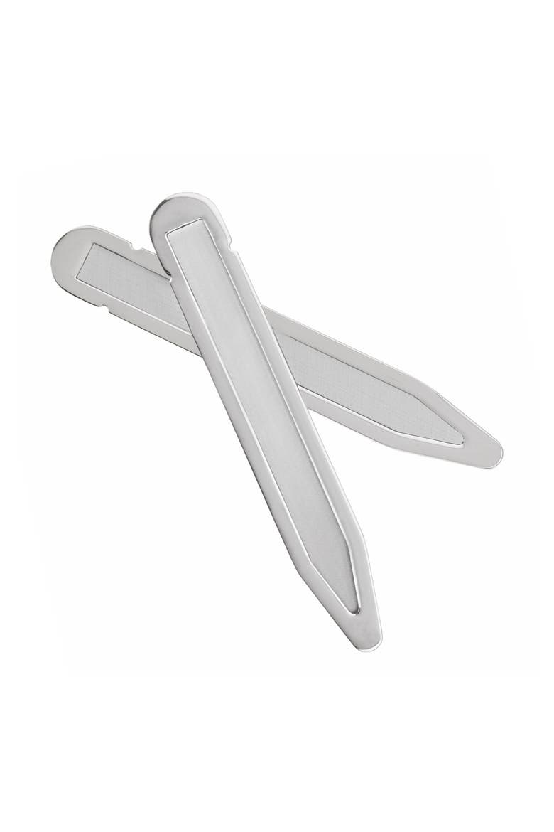 Sterling Silver Matte & Shiny Collar Stays, Main, color, Silver