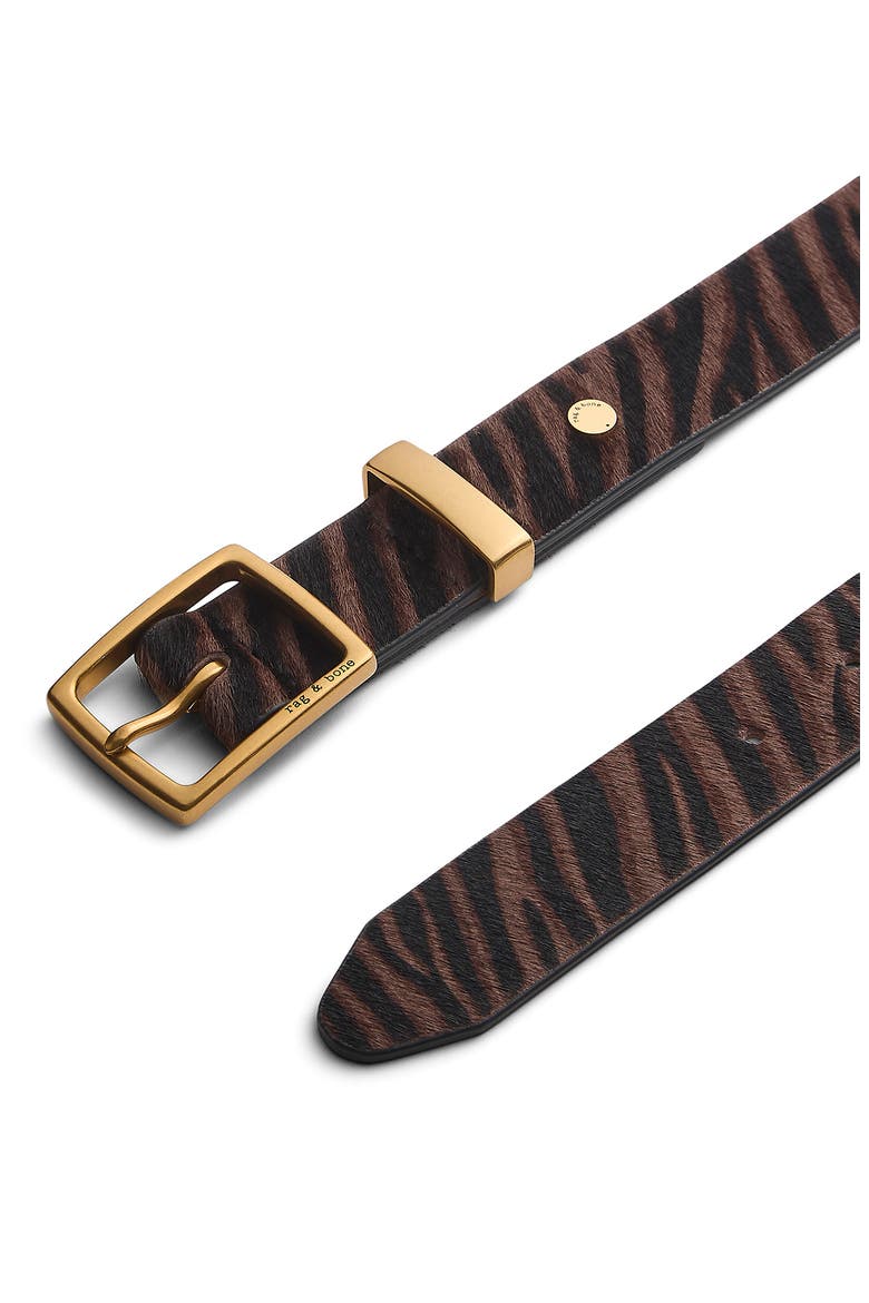 X Boyfriend Leather & Calf Hair Belt, Alternate, color, BROWN ANIMAL PRINT